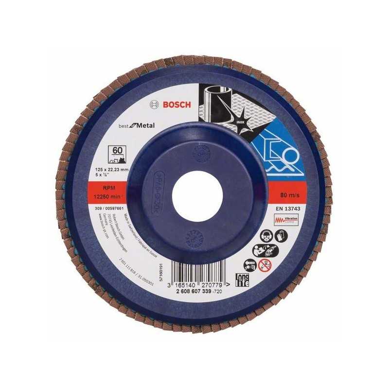 Bosch Disc de slefuire evantai X571, Best for Metal D125mm G60, drept
