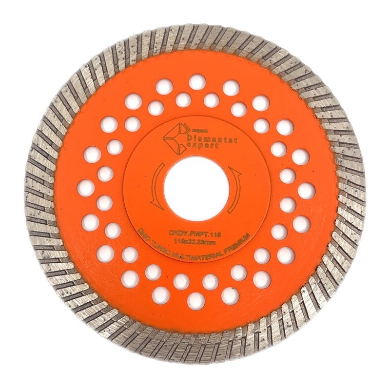 Disc diamantat pentru taiat Granit, Piatra, Beton armat, Materiale dure TURBO Laser 115x22,23mm SUPER PREMIUM - DXDY.PMPT.115