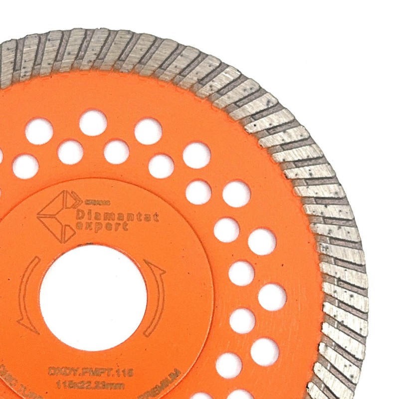Disc diamantat pentru taiat Granit, Piatra, Beton armat, Materiale dure TURBO Laser 115x22,23mm SUPER PREMIUM - DXDY.PMPT.115