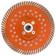 Disc diamantat pentru taiat Granit, Piatra, Beton armat, Materiale dure TURBO Laser 125mm cu prindere M14 SUPER PREMIUM - DXDY.P