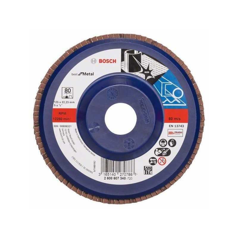 Bosch Disc de slefuire evantai X571, Best for Metal D125mm G80, drept