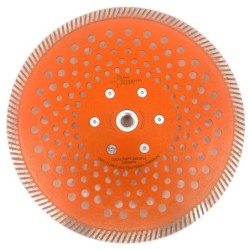 Disc diamantat pentru taiat Granit, Piatra, Beton armat, Materiale dure TURBO Laser 230mm cu prindere M14 SUPER PREMIUM - DXDY.P