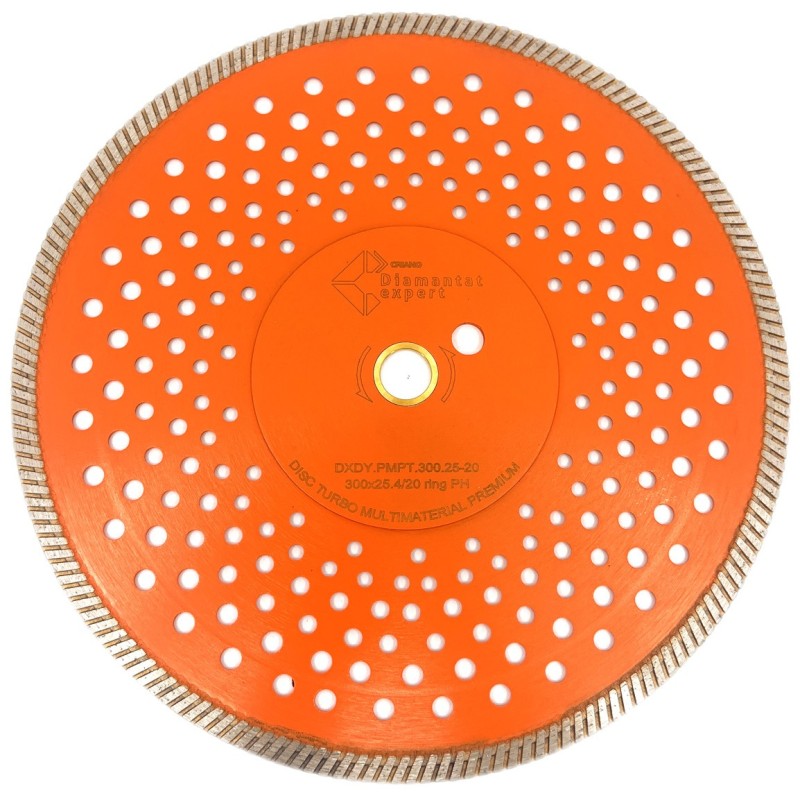Disc diamantat pentru taiat Granit, Piatra, Beton armat, Materiale dure TURBO Laser 300x25,4mm (cu inel reductor de 20mm) SUPER