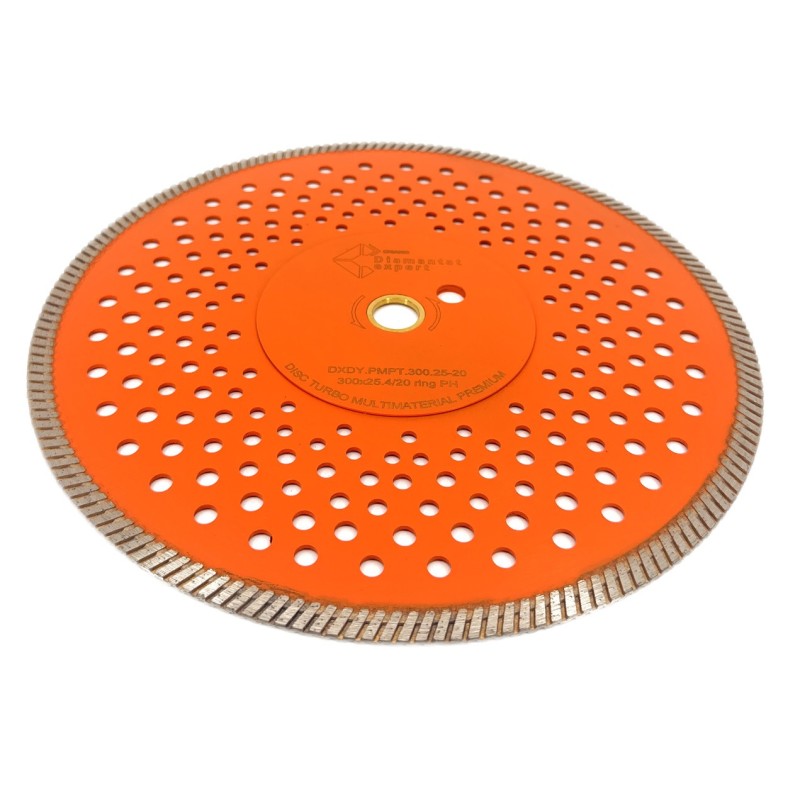 Disc diamantat pentru taiat Granit, Piatra, Beton armat, Materiale dure TURBO Laser 300x25,4mm (cu inel reductor de 20mm) SUPER