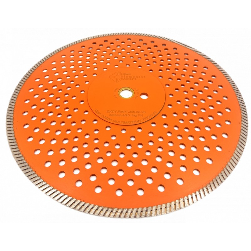 Disc diamantat pentru taiat Granit, Piatra, Beton armat, Materiale dure TURBO Laser 350x25,4mm (cu inel reductor de 20mm) SUPER