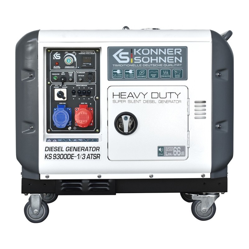 SH - Generator de curent 7.5 kW diesel - Heavy Duty - insonorizat - Konner & Sohnen - KS-9300DE-1/3-ATSR-Super-Silent