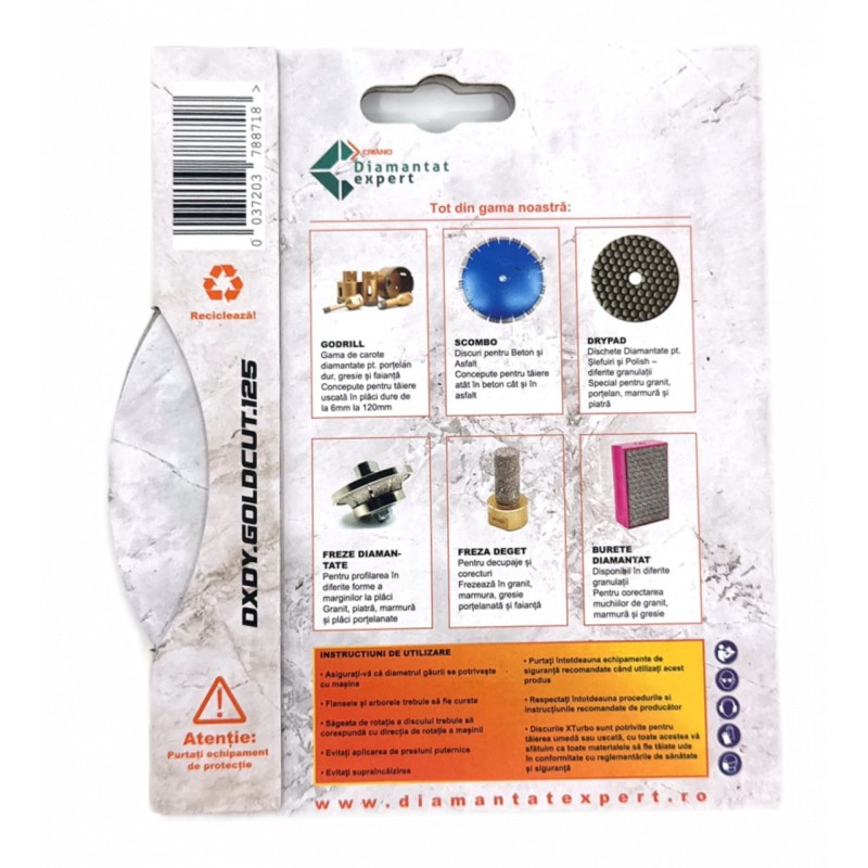 Disc DiamantatExpert pt. Taieri Extra Fine in Portelan Dur Subtire 115x22.2 (mm) Ultra Premium - DXDY.GOLDCUT.115