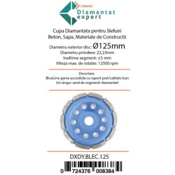 Disc cupa diamantata pentru slefuire Beton/Abrazive 125x22,2mm Standard Profesional - BlueLine - DXDY.BLEC.125
