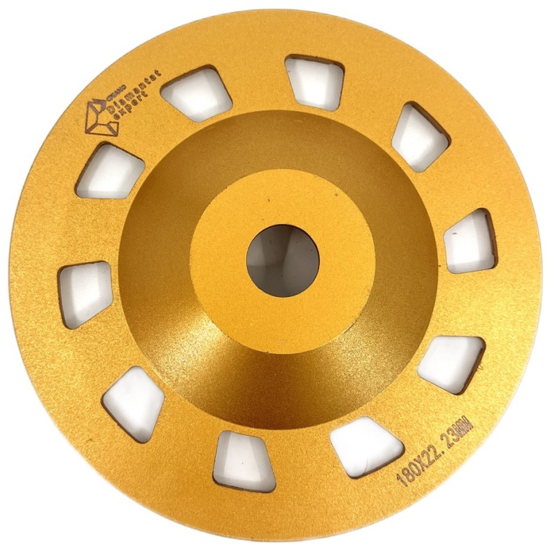 Disc cupa diamantata cu dinti alternativi pentru slefuire rapida de Beton si Abrazive 180mmx22,2mm PREMIUM - DXDY.PLCC.180