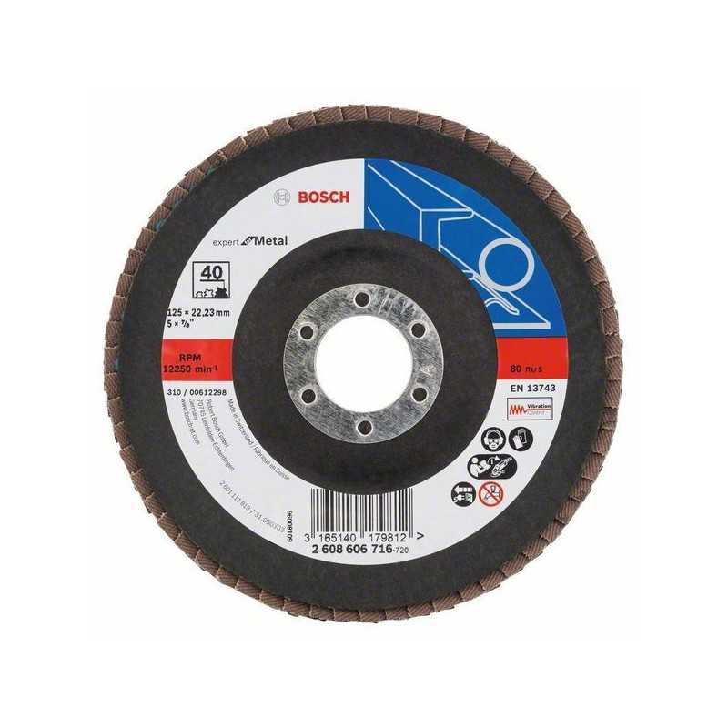 Bosch Disc de slefuire evantai X551, Expert for Metal D125mm G40, cu degajare
