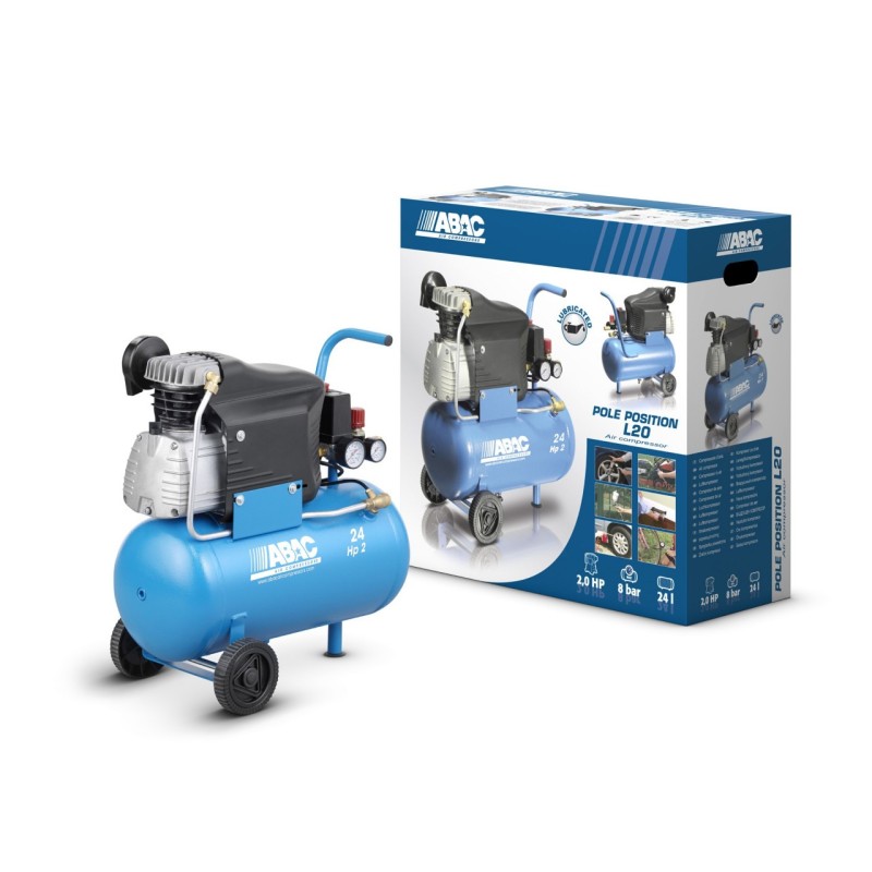 Compresor de aer cu piston - 1.5 kW, 220 L/min, 10 bari - Rezervor 24 Litri - ABAC-POLE-POSITION-L20