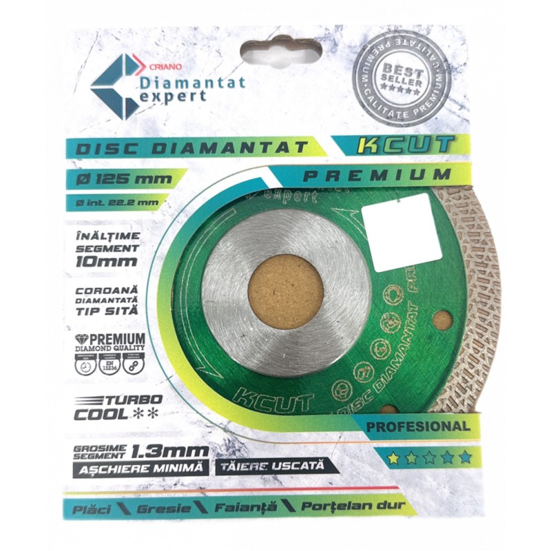 Disc DiamantatExpert KCUT pt. Portelan dur, Placi dure, Ceramica dura, 125x22.2 (mm) Premium - DXDY.KCUT.125
