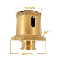 Carota Diamantata pentru ventil scurgeri in gresie portelanata, piatra, compozit, - diam. 45mm, 60mm 60° - Premium - DXDY.GOLDri Carota Diamantata pentru ventil scurgeri in gresie portelanata, piatra, compozit, - diam. 45mm, 60mm 60° - Premium - DXDY.GOLDri