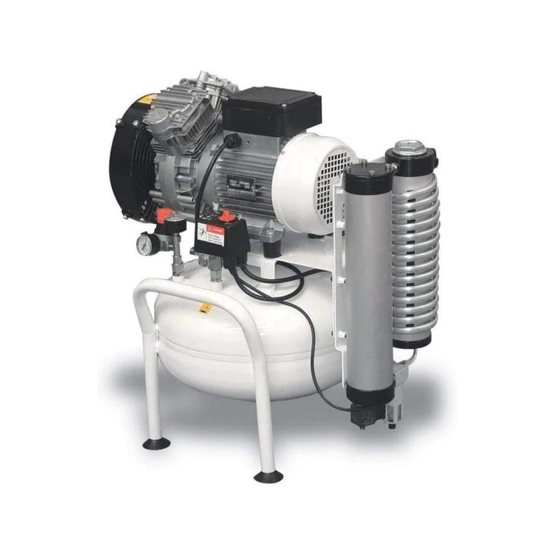 Compresor de aer cu piston fara ulei, silentios, cu uscator montat pe rezervor - 25 l, 1.5 kW, 155 L/min, 8 bari - ABAC-CleanAir Compresor de aer cu piston fara ulei, silentios, cu uscator montat pe rezervor - 25 l, 1.5 kW, 155 L/min, 8 bari - ABAC-CleanAir