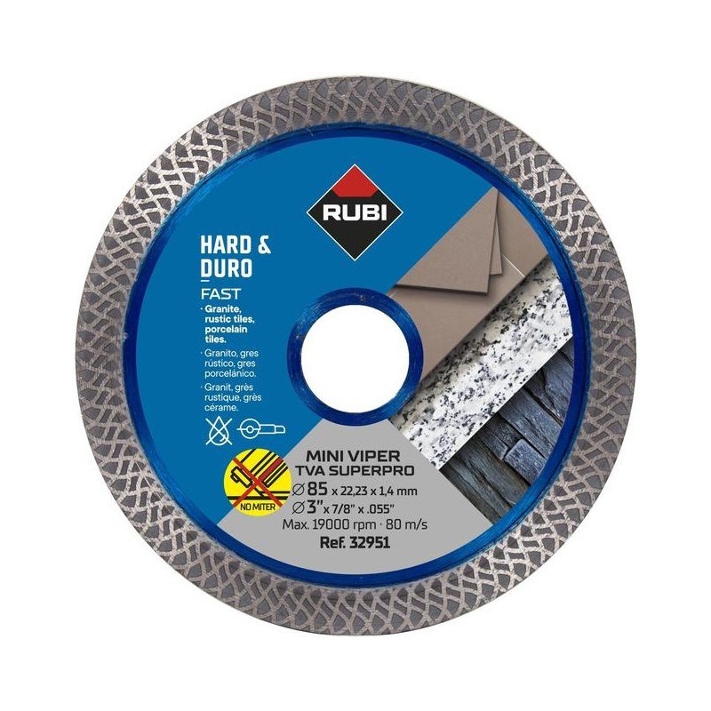 Disc diamantat mini viper pt. materiale foarte dure 85mm, TVA 85 SuperPro - RUBI-32951