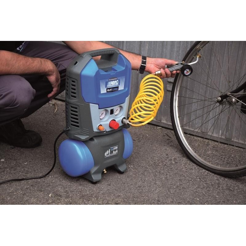 Compresor de aer cu piston fara ulei, silentios - 1.1 kW, 160 L/min, 8 bari - Rezervor 6 litri - ABAC-SUITCASE-6