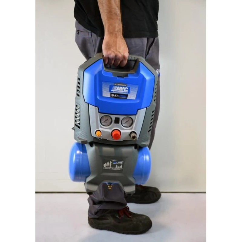 Compresor de aer cu piston fara ulei, silentios - 1.1 kW, 160 L/min, 8 bari - Rezervor 6 litri - ABAC-SUITCASE-6