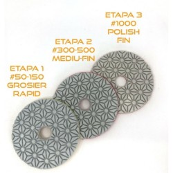 SET 3 paduri / dischete diamantate pt. slefuire uscata in 3 etape Ø100mm #50-1000 - DXDY.DRYPAD.100.3STEP