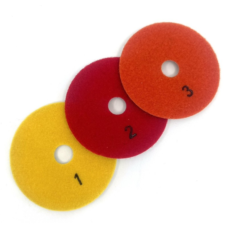 SET 3 paduri / dischete diamantate pt. slefuire uscata in 3 etape Ø100mm #50-1000 - DXDY.DRYPAD.100.3STEP