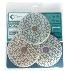 SET 3 paduri / dischete diamantate pt. slefuire uscata in 3 etape Ø100mm #50-1000 - DXDY.DRYPAD.100.3STEP