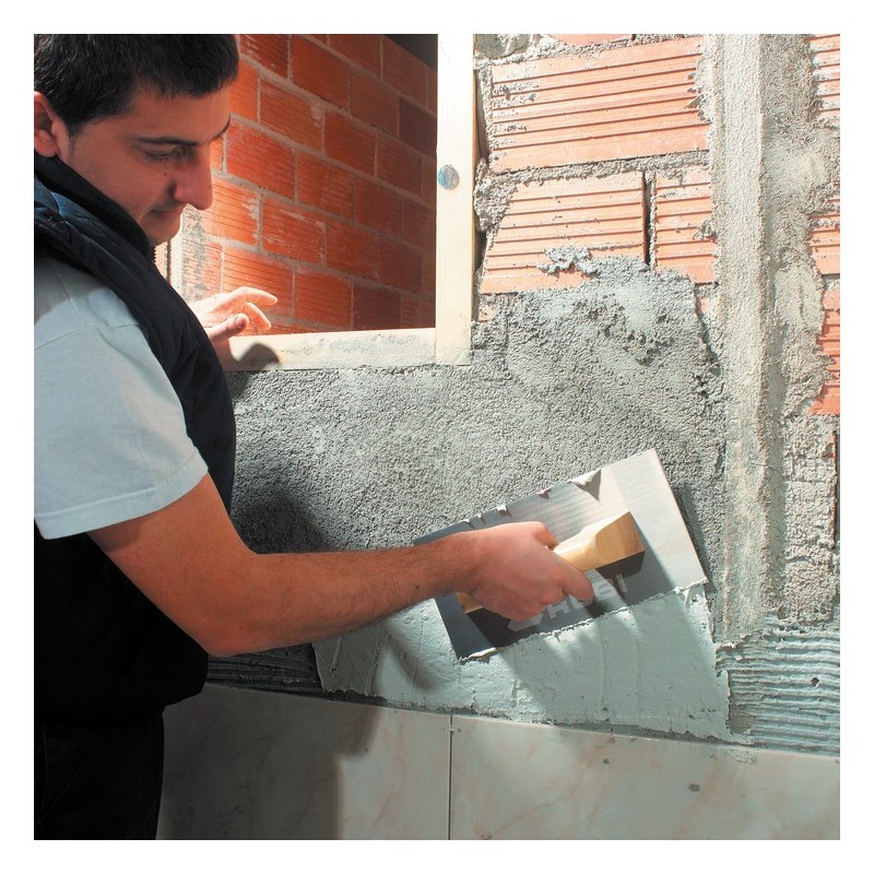 Gletiera dreapta cu muchii ascutite, INOX cu maner din lemn, 30cm - RUBI-74948