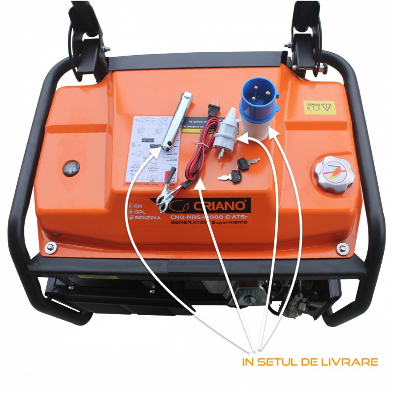 Generator de curent 5.5 kW SuperHIBRID (GPL + Gaz Natural + Benzina) cu posibilitate de Automatizare - CRIANO - CNO-NRG-7000-G-A