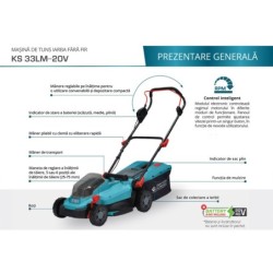 Mașină de tuns iarba fără fir - 330mm, 30l - Konner & Sohnen - KS 33LM-20V
