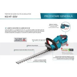 Tăietor de gard viu pe acumulator (neinclus) - Konner & Sohnen - KS HT-20V