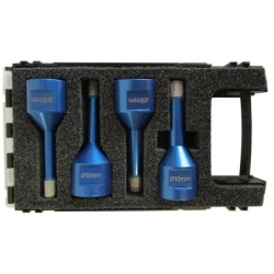 Set 4 carote diamantata pt. gresie portelanata & piatra - diam. 6, 8, 10mm - cu ceara- Super Premium - DXDH.80407.Satz4.6-10W