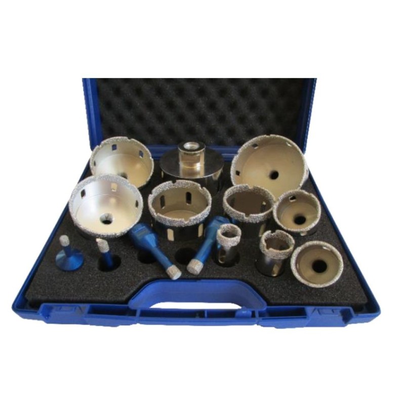Set 14 carote diamantate pt. gresie portelanata & piatra - diam. 6 - 82mm Super Premium - DXDH.80407.Satz14.6-82 Set 14 carote diamantate pt. gresie portelanata & piatra - diam. 6 - 82mm Super Premium - DXDH.80407.Satz14.6-82