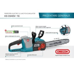 Fierăstrău electric cu lanț pe acumulator (neinclus) - Konner & Sohnen - KS CS40V-16