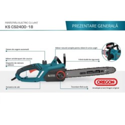 Fierăstrău electric cu lanț 2.4kW, 45cm - Konner & Sohnen - KS CS2400-18
