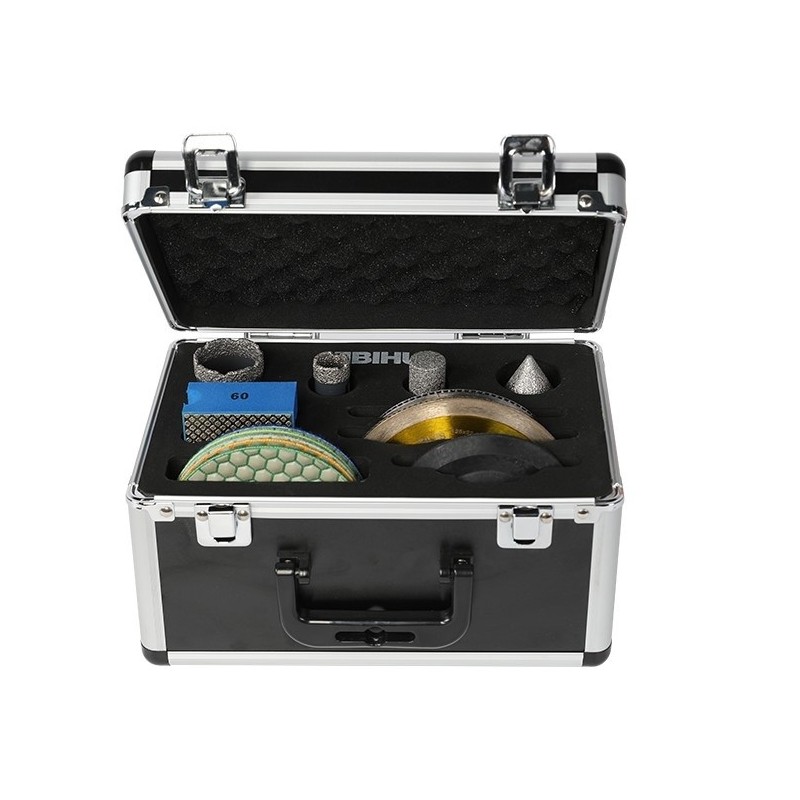 SET 16 unelte diamantate profesionale pt. meseriasi - carote, discuri, freze si accesorii in valiza - BIHUI-DBDFS16