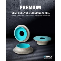 Freza diamantata pentru profilare granit, marmura, gresie Profil Semirotund , R-10mm, ∅75x22,23mm - BIHUI-DGV310