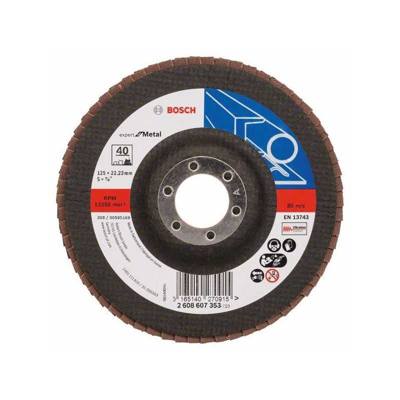 Bosch Disc de slefuire evantai X551, Expert for Metal D125mm G40, cu degajare