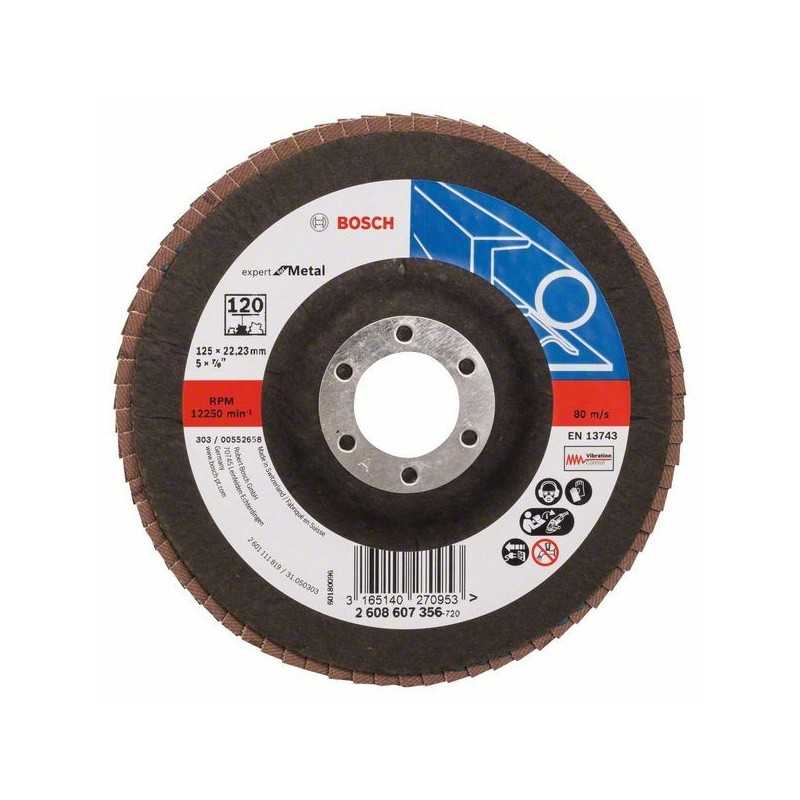 Bosch Disc de slefuire evantai X551, Expert for Metal D125mm G120, cu degajare