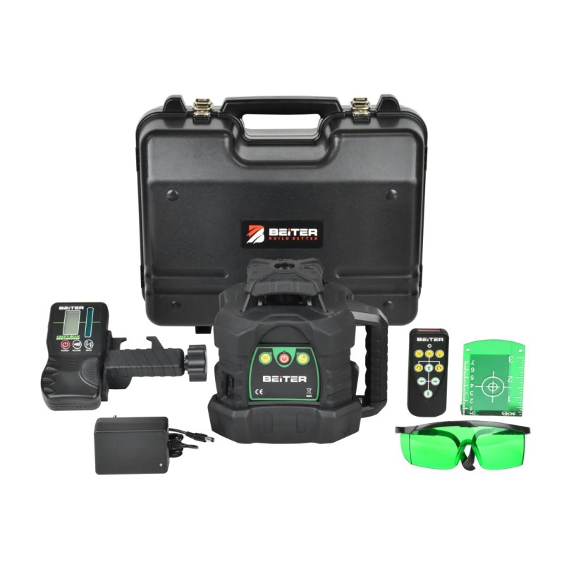 SET Nivela Laser Verde Rotativa GR3603 cu Receptor, Acumulator si Telecomanda - Beiter-GR3603