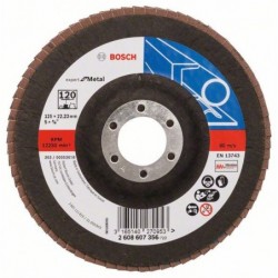 Bosch Disc de slefuire evantai X551, Expert for Metal D125mm G120, cu degajare