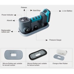 Ventuza Vacuum Electrica Automata, afisaj digital si acumulator 21V, pt. placi texturate - capacitate 170kg - BIHUI-LFBSL
