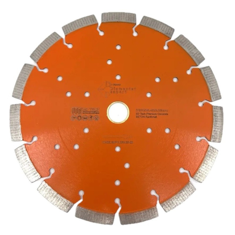 Disc DiamantatExpert 3DTECH pt. Beton puternic armat si materiale foarte dure 230mm ULTRA Premium - DXQZ.3DPC.230.25-22