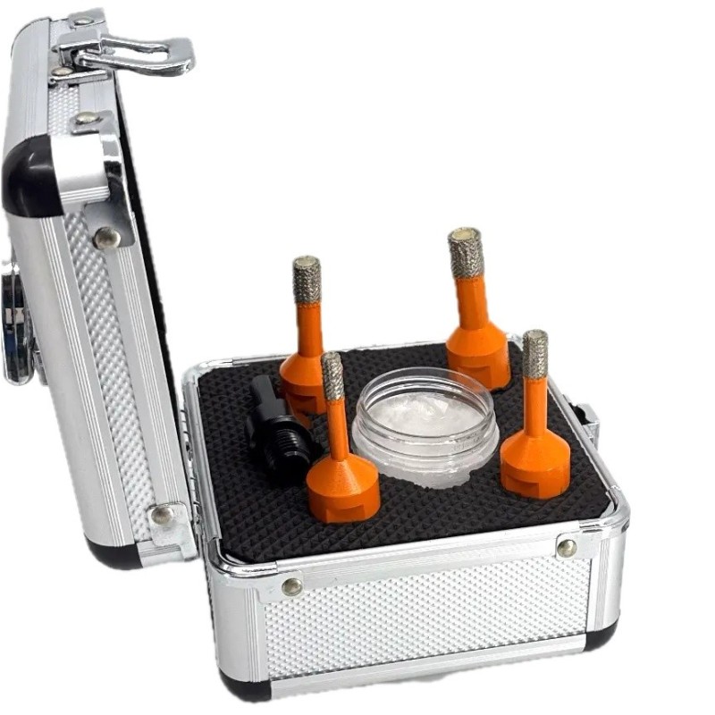 Set carote diamantate pt. gresie portelanata & piatra - diam. 6, 8, 10, 12 mm - 3DTECH - Super PREMIUM - DXDY.NEODRILL.MiniSet