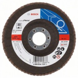 Bosch Disc de slefuire evantai X551, Expert for Metal D125mm G80, cu degajare