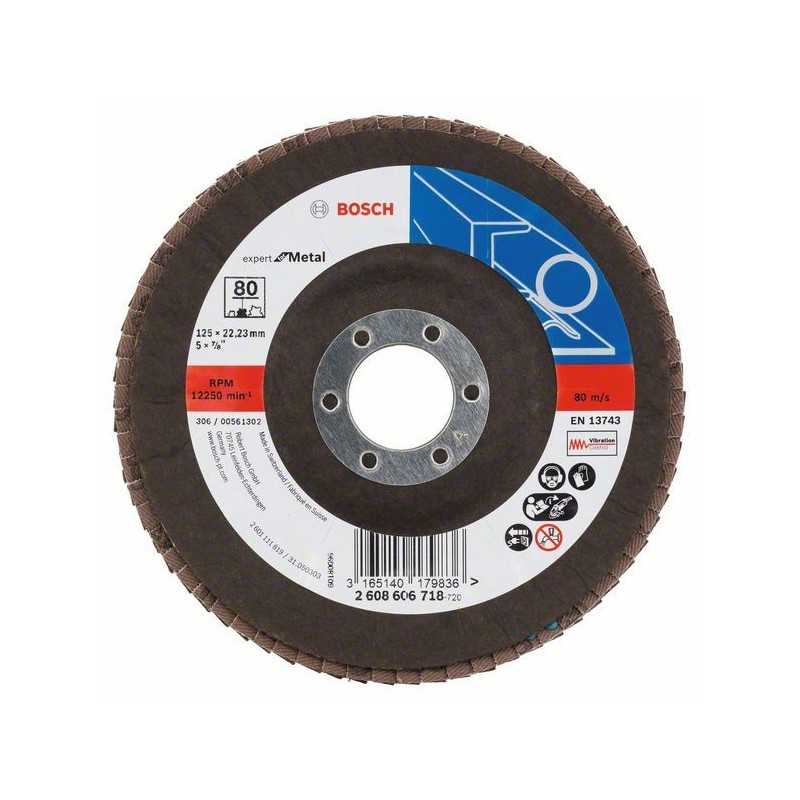 Bosch Disc de slefuire evantai X551, Expert for Metal D125mm G80, cu degajare