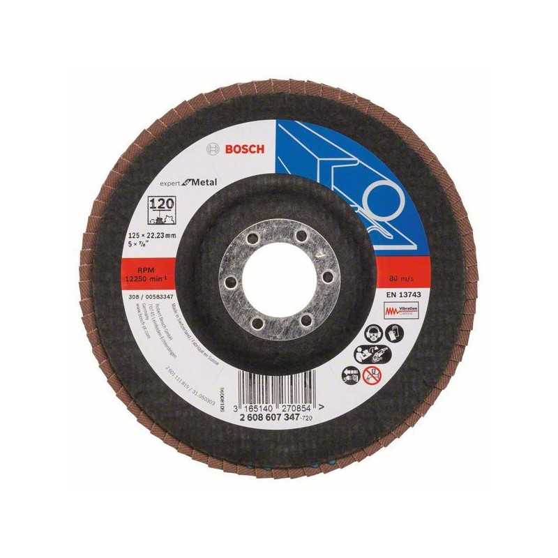 Bosch Disc de slefuire evantai X551, Expert for Metal D125mm G120, cu degajare