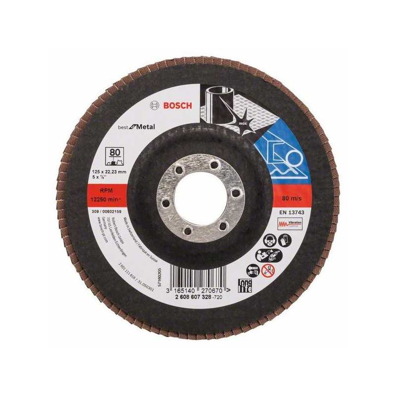 Bosch Disc de slefuire evantai X571, Best for Metal D125mm G80, drept