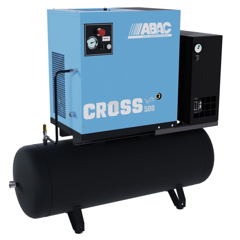 Compresor de aer profesional cu surub, cu uscator - 4 kW, 500 L/min, 10 bari - Rezervor 200 Litri - ABAC-CROSS-IVR-500E-10-400/5