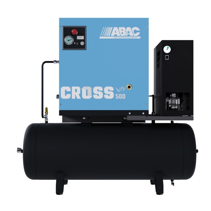 Compresor de aer profesional cu surub, cu uscator - 4 kW, 500 L/min, 10 bari - Rezervor 200 Litri - ABAC-CROSS-IVR-500E-10-400/5