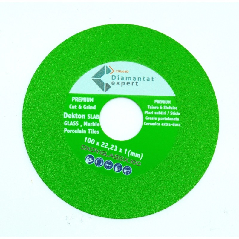 Disc Diamantat pt. taiat si slefuit Sticla, Gresie Extra Dura, 100x22.2 (mm) Super Premium - DXDY.GLASSX.100
