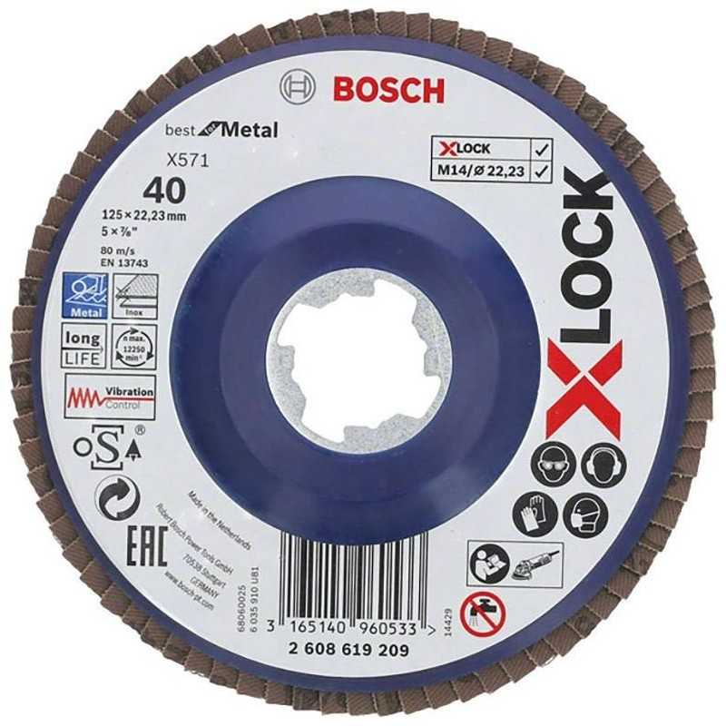 Bosch Discuri de slefuire evantai X-LOCK, versiunea dreapta, placa din plastic, D125, G40