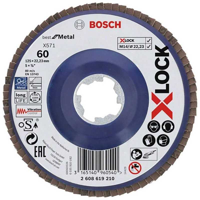 Bosch Discuri de slefuire evantai X-LOCK, versiunea dreapta, placa din plastic, D125, G60